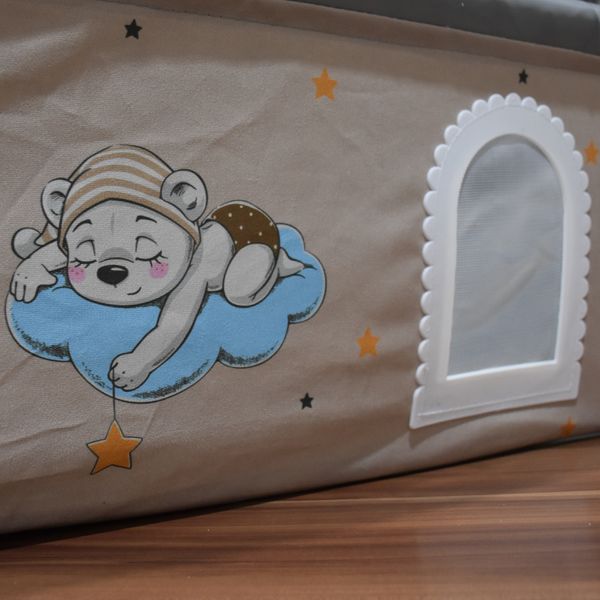 گهواره نوزاد شادی مدل مخمل طرح خرس خوابیده