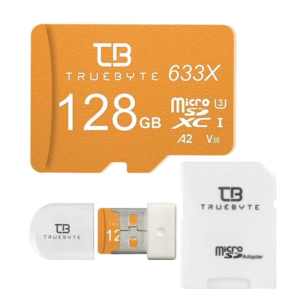  کارت حافظه microSDXC تروبایت مدل A2-V30-633X کلاس 10 استاندارد UHS-I U3 سرعت 95MBps ظرفیت 128گیگابایت به همراه کارت خوان