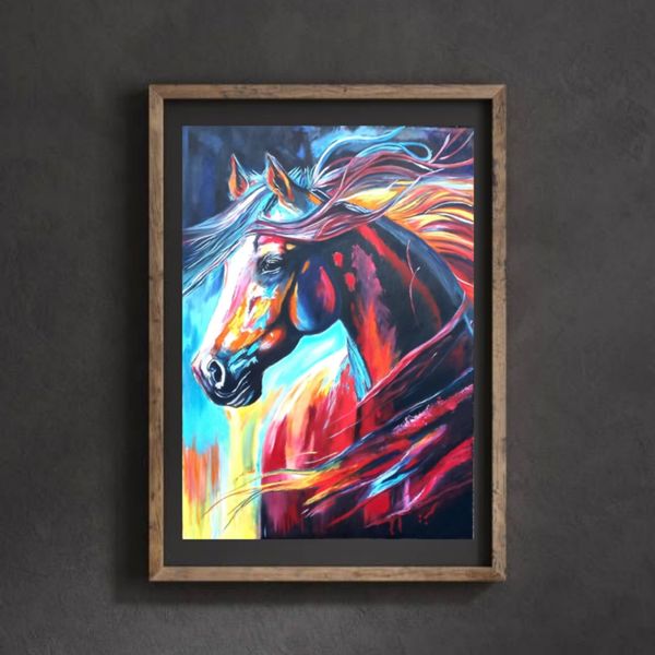تابلو نقاشی رنگ روغن مدل اسب مدرن 002