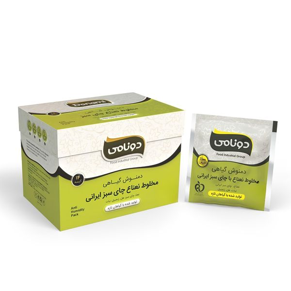 دمنوش کیسه ای مخلوط نعناع چای سبز ایرانی دونامی بسته 14 عددی