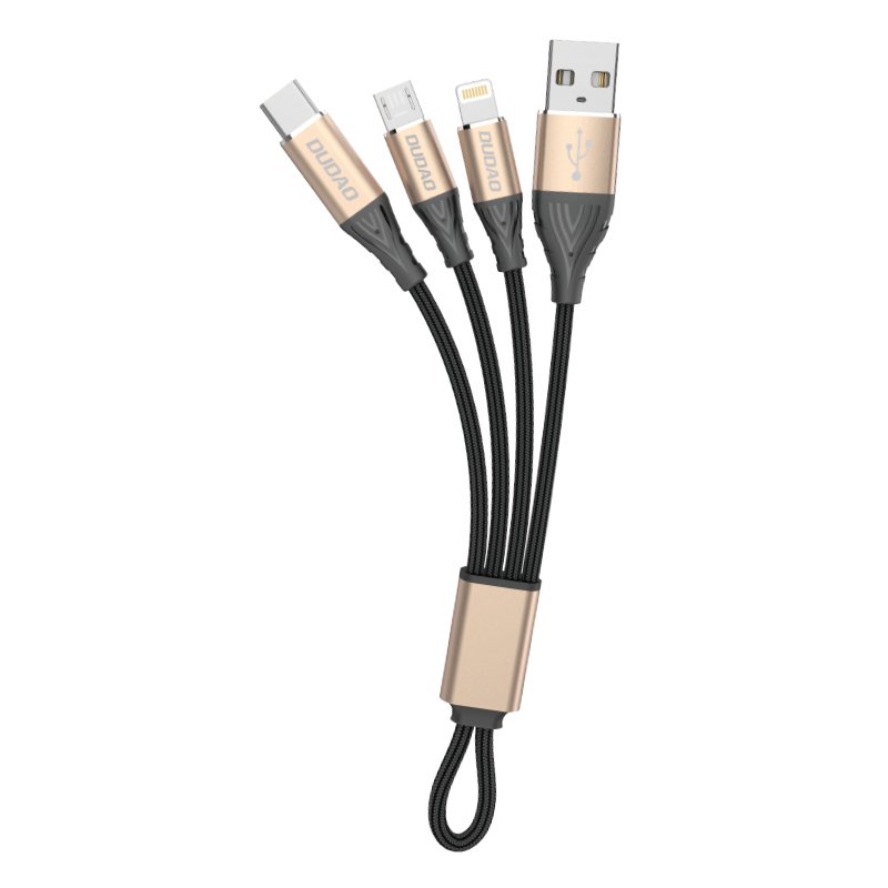 کابل تبدیل USB به microUSB /لایتنینگ/USB-C دودا مدل L10 Plus طول 0.23 متر