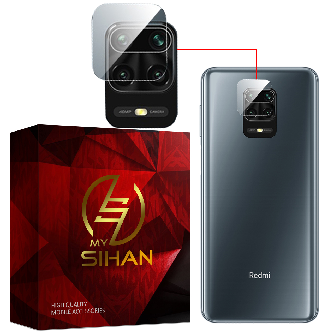 محافظ لنز دوربین مای سیحان مدل GLP مناسب برای گوشی موبایل شیائومی Redmi Note 9 / 9s