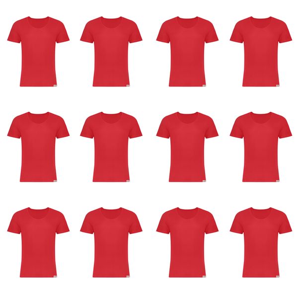 زیرپوش آستین دار مردانه برهان تن پوش مدل 2-02  رنگ قرمز بسته 12 عددی