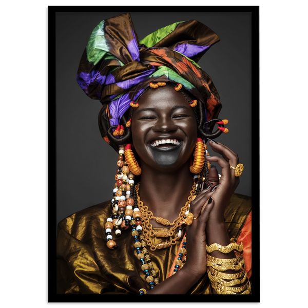 تابلو بکلیت طرح چهره آفریقایی ژستیک طلایی مشکی مدل B-s2345