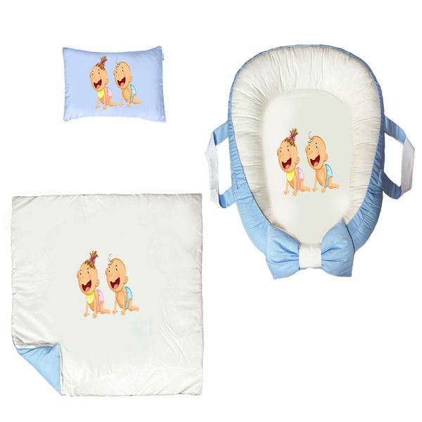 سرویس خواب سه تکه نوزاد ناریکو مدل گارد محافظ دار طرح بچه کد 0420