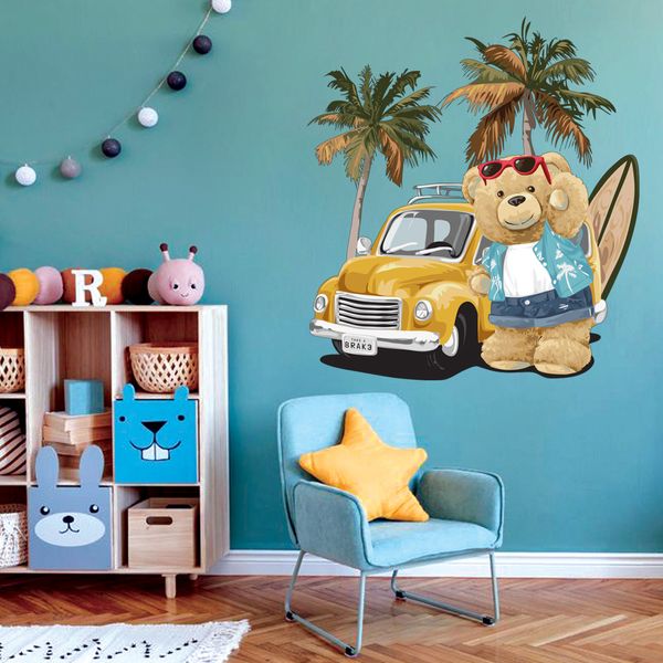 استیکر دیواری کودک گراسیپا مدل خرس تدی در تعطیلات کد 124