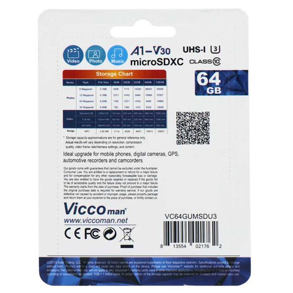 کارت حافظه microSDHC ویکو من مدل Extre600X کلاس 10 استاندارد UHS-I U3 سرعت 90MBps ظرفیت 64گیگابایت همراه با کارت خوان