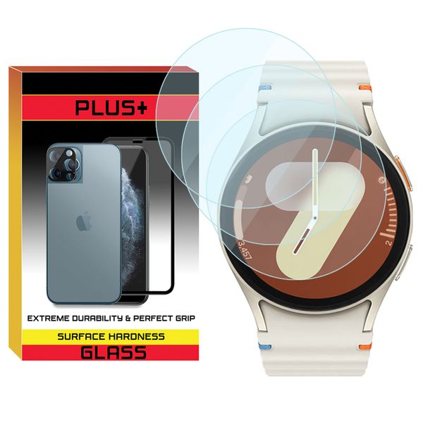 محافظ صفحه نمایش شیشه‌ای پلاس مدل Glass-PL مناسب برای ساعت هوشمند سامسونگ Galaxy Watch 7 44mm بسته سه عددی