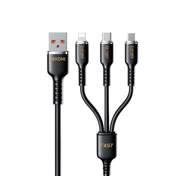 کابل تبدیل USB به USB-C/لایتنینگ /MICRO USB ویکام مدل WDC-07th طول 1 متر