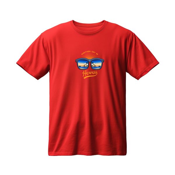 تی شرت آستین کوتاه مردانه مدل هاوایی طرح Hawaii کد 104 رنگ قرمز