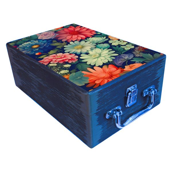  جعبه هدیه مدل چمدان چوبی طرح بهاری کد WS751