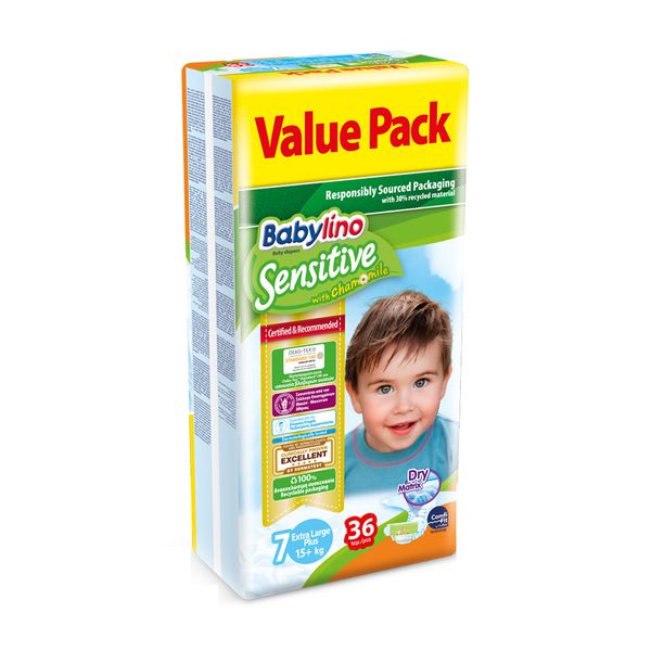 پوشک بچه ضد حساسیت بیبی لینو مدل Value Pack سایز 7 بسته 36 عددی
