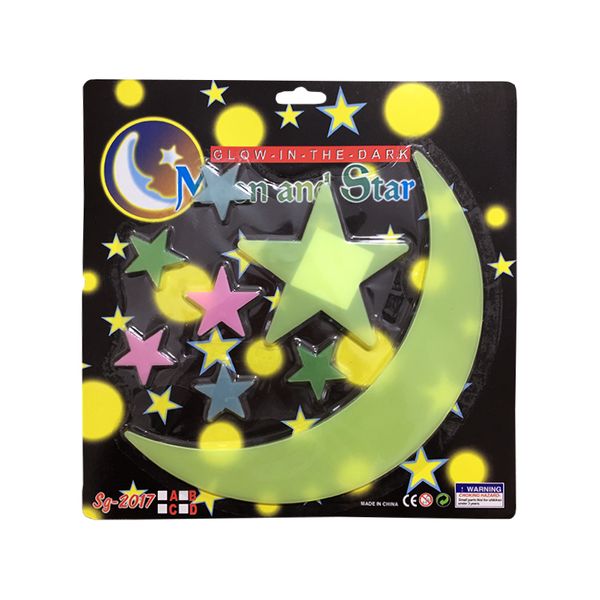 استیکر کودک طرح ماه و ستاره شب تاب کد 001 مجموعه 12 عددی