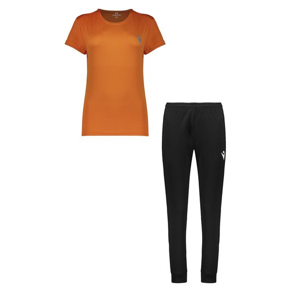 ست تی شرت آستین کوتاه و شلوار ورزشی زنانه مکرون مدل کیمبرلی رنگ نارنجی