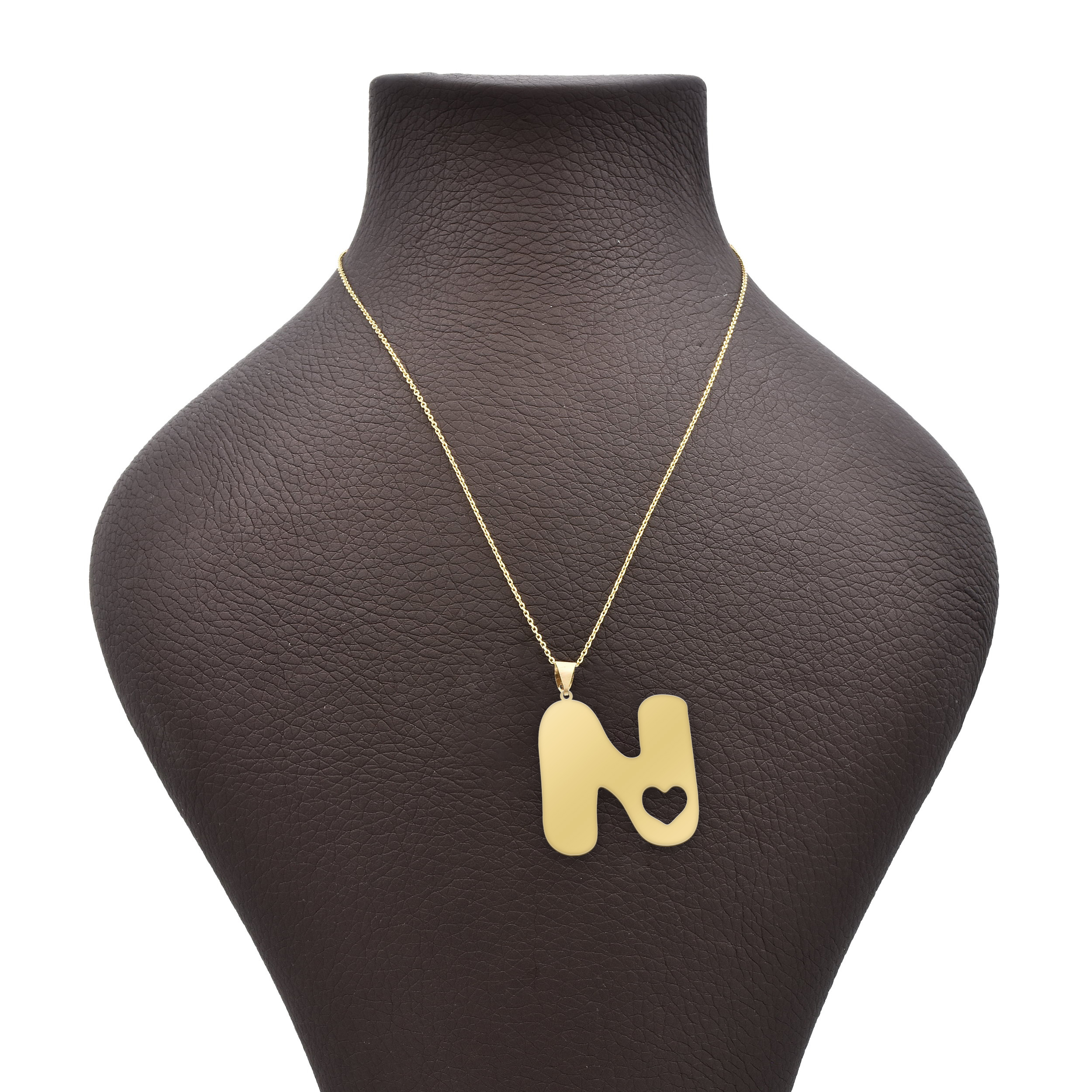 گردنبند طلا 18 عیار زنانه شمیم گلد گالری مدل حرف N و قلب MZ333
