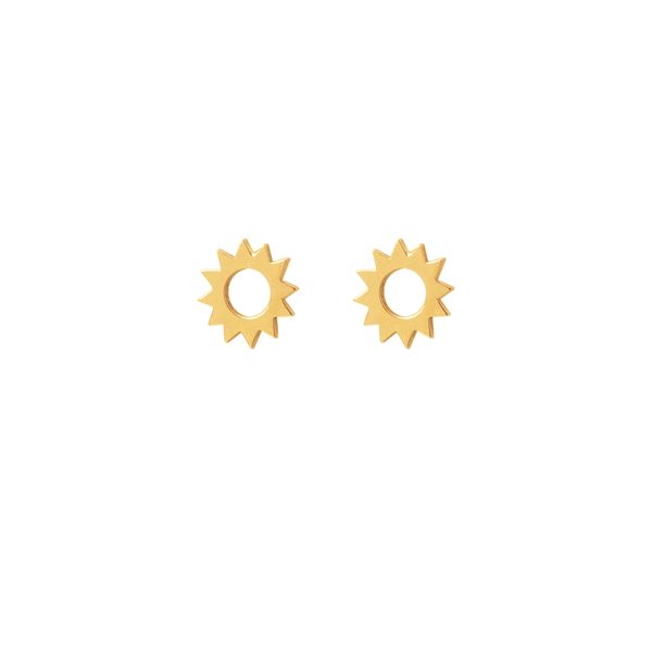 گوشواره طلا 18 عیار زنانه پولک مدل خورشید تو خالی
