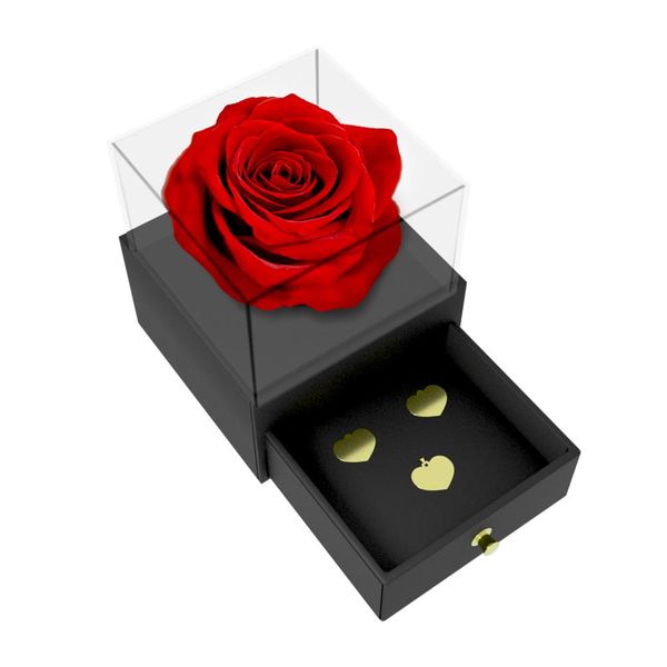 نیم ست طلا 18 عیار زنانه مدوپد مدل قلب کد NSB10056 به همراه باکس گل رز جاویدان