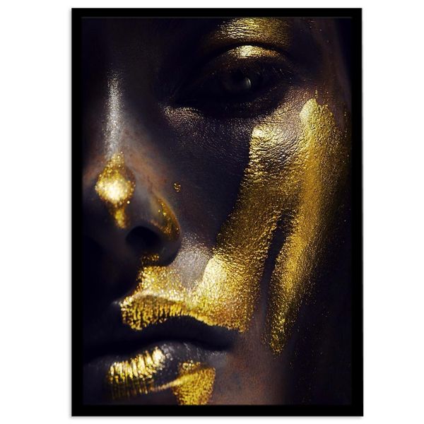 تابلو بکلیت طرح چهره ژستیک طلایی مشکی مدل B-s2291