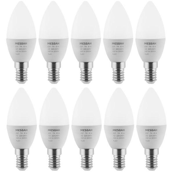 لامپ ال ای دی 7 وات مصباح مدل شمعی کد C37-7W پایه E14 بسته 10 عددی
