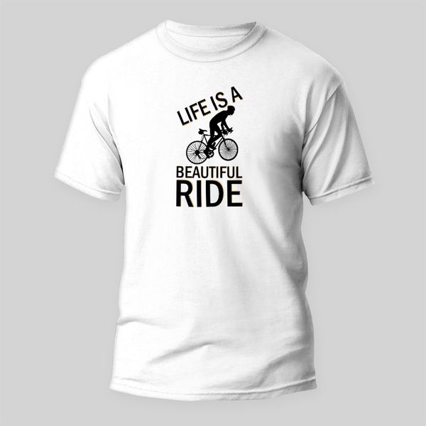 تی شرت آستین کوتاه مردانه مدل زندگی طرح Beautiful Ride کد M25 رنگ سفید