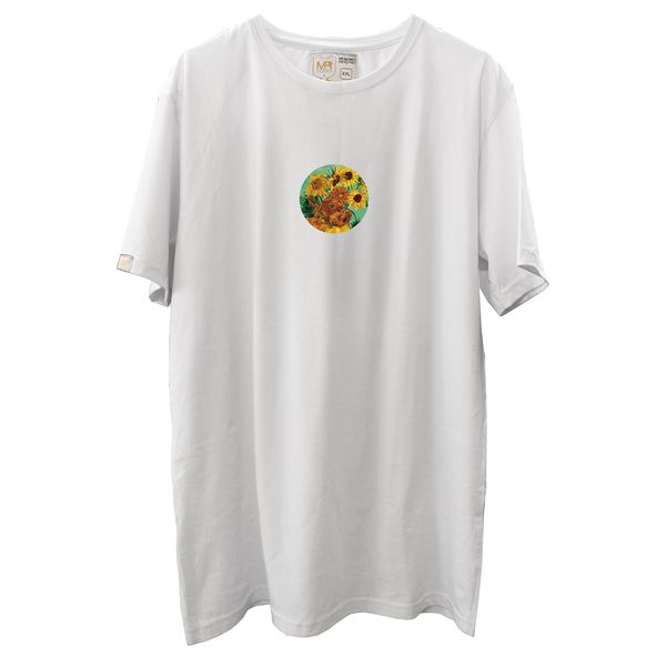 تی شرت آستین کوتاه زنانه مسترمانی مدل گل آفتابگردان ونگوگ