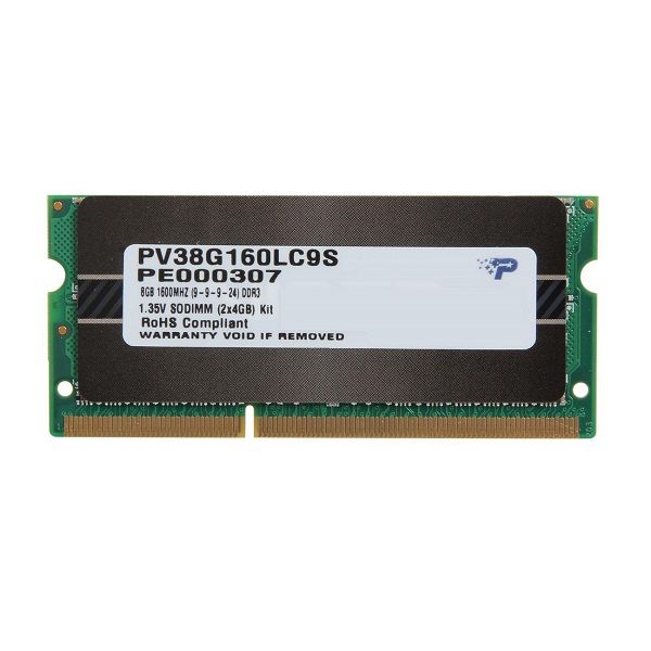 رم لپتاپ DDR3L تک کاناله 1600 مگاهرتز CL9 پاتریوت مدل PV38G160LC9S-PC3L-12800 ظرفیت 8 گیگابایت