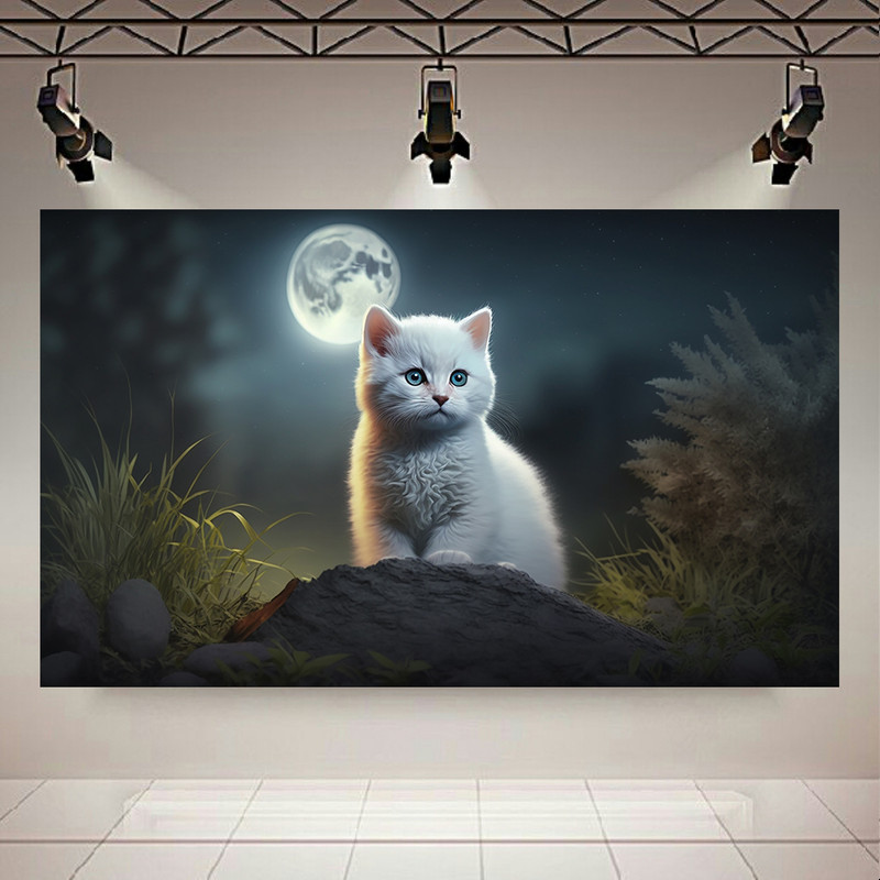 پوستر بک لایت طرح گربه کیوت و ماه کد AR30730