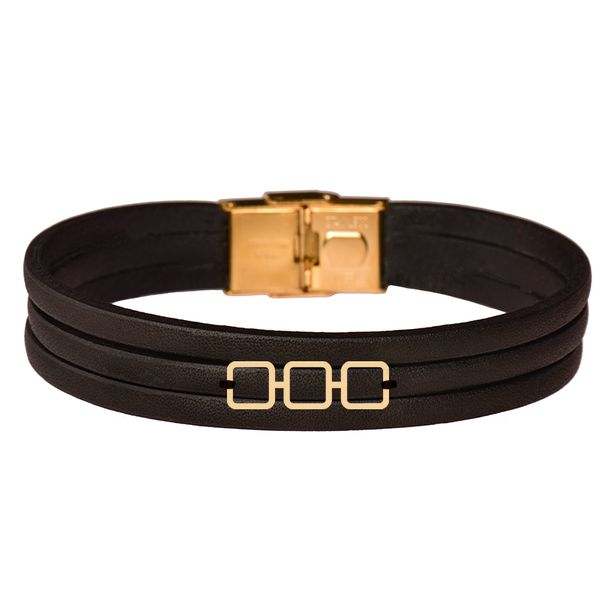  دستبند طلا 18 عیار مردانه کرابو طرح هندسی مدل Kr102354