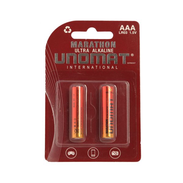 باتری نیم قلمی یونومات مدل Marathon Ultra Alkalaine بسته 2 عددی