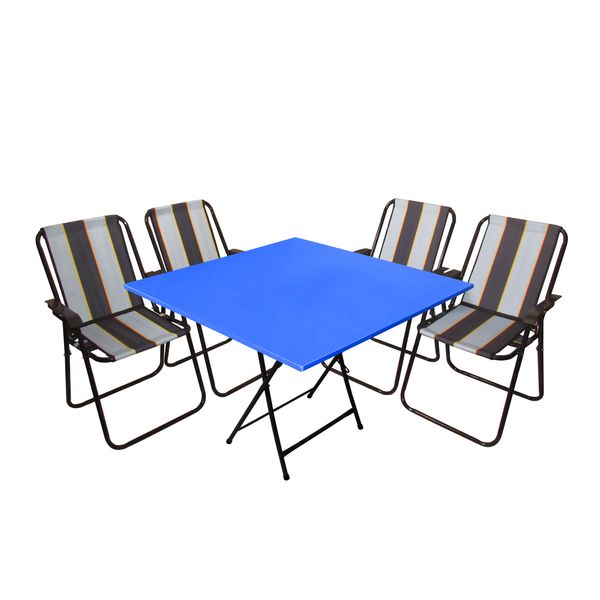 میز و صندلی تاشو سفری میزیمو مدل ساحلی کد 2848 مجموعه 5 عددی