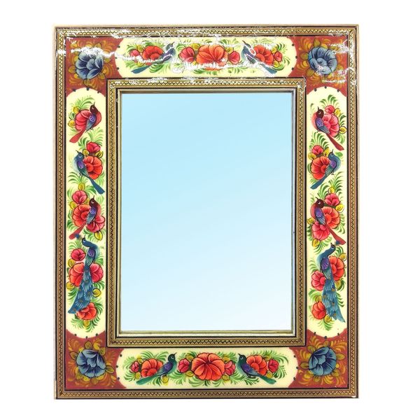 قاب آینه خاتم لوح هنر طرح گل و پرنده کد 1079