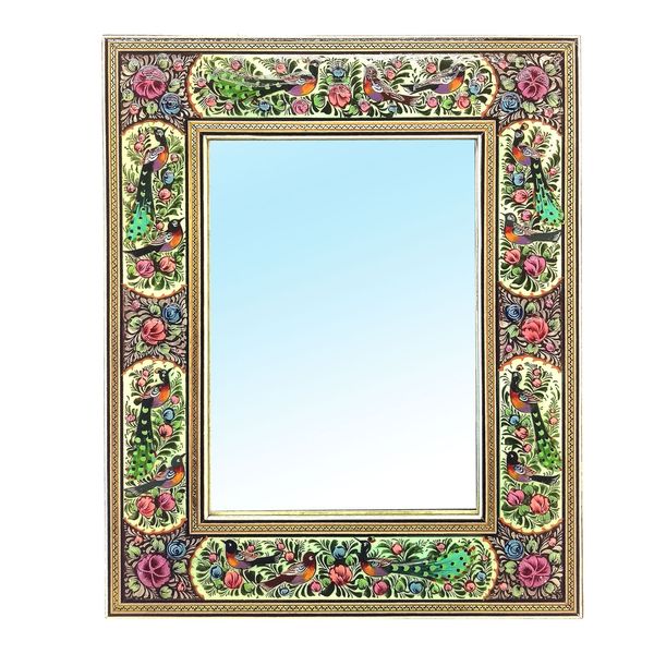 قاب آینه خاتم لوح هنر طرح گل و پرنده برجسته کد 1080