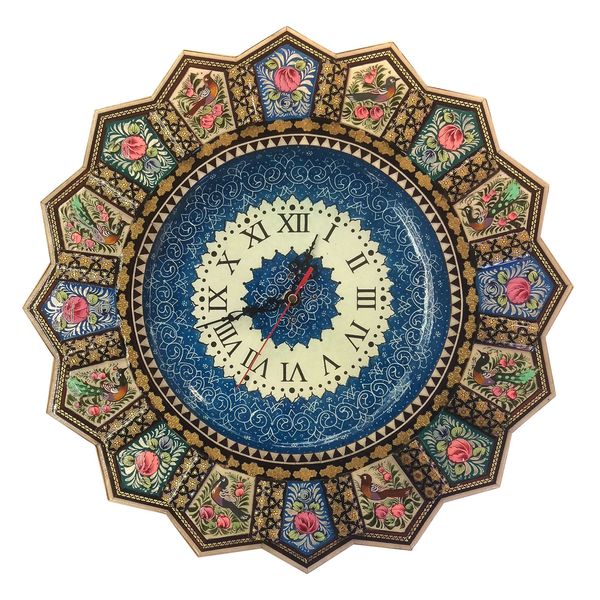 ساعت خورشیدی خاتم لوح هنر طرح گل و پرنده کد 1089
