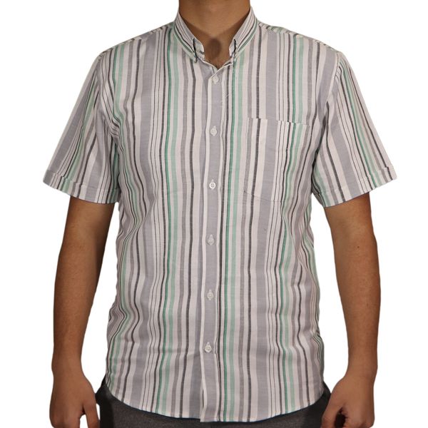 پیراهن آستین کوتاه مردانه مدل پنبه کد 26040 رنگ طوسی