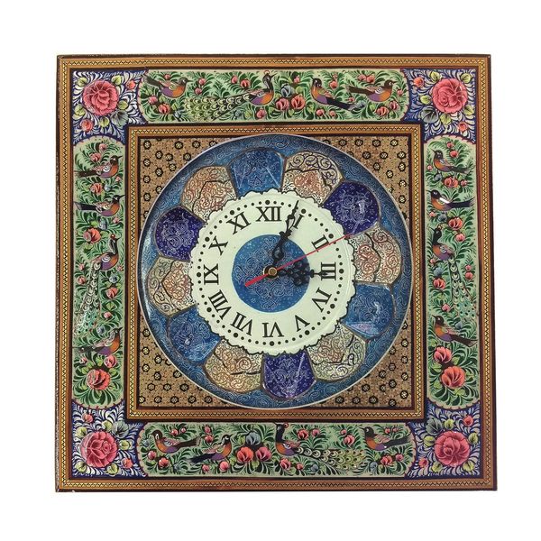 ساعت خاتم لوح هنر طرح گل و پرنده کد 1091