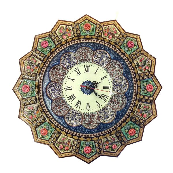 ساعت خورشیدی خاتم لوح هنر طرح گل و پرنده کد 1093