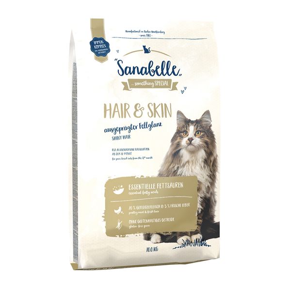 غذای خشک گربه سانابل مدل Hair &amp; Skin Shiny Hair وزن 10 کیلوگرم