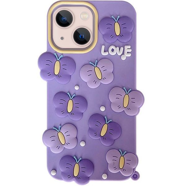 کاور مدل سیلیکونی طرح پروانه Love مناسب برای گوشی موبایل اپل iPhone 15