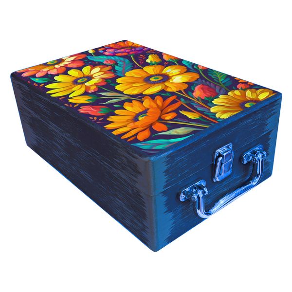  جعبه هدیه مدل چمدان چوبی طرح بهاری کد WS752