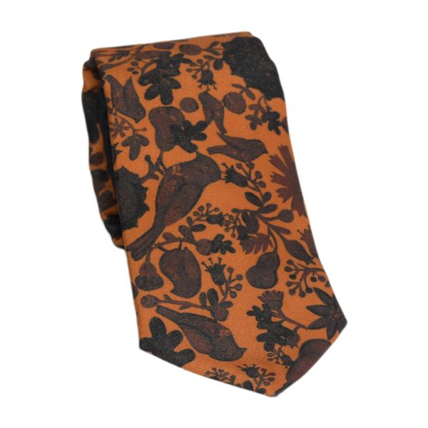 کراوات مردانه بهزاد آرت طرح گل و مرغ کد 1