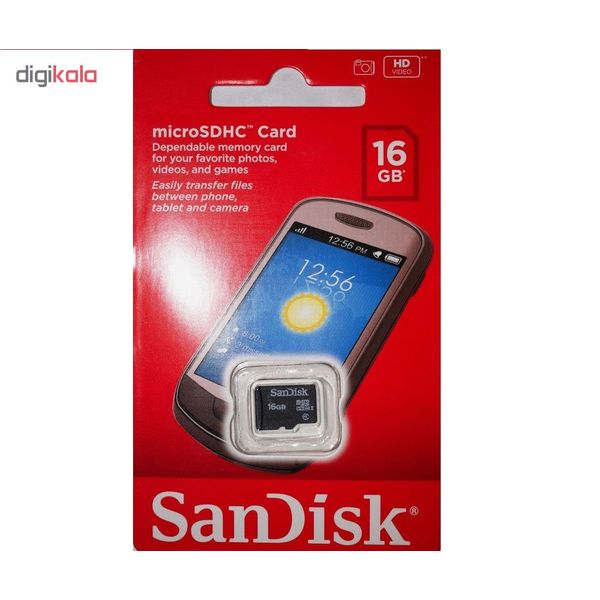 کارت حافظه microSDHC سن دیسک مدل MSD16 کلاس 4 سرعت 4MBps ظرفیت 16 گیگابایت 