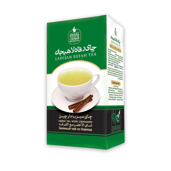 چای سبز رفاه لاهیجان با طعم دارچین مقدار 210 گرم