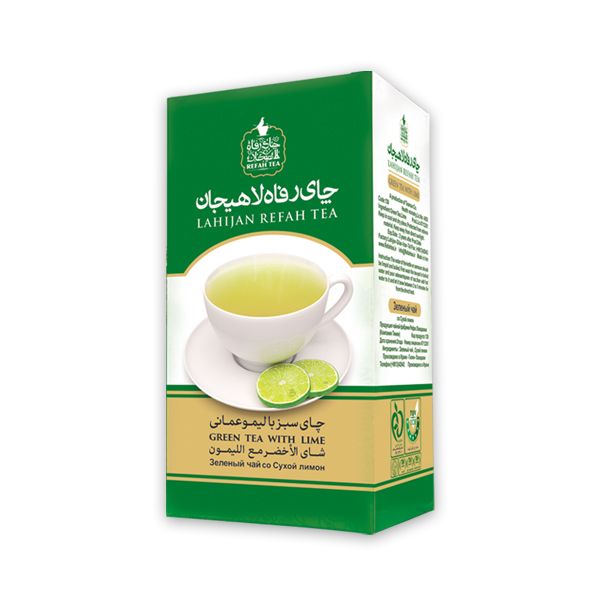 چای سبز رفاه لاهیجان با طعم لیمو امانی مقدار 210 گرم