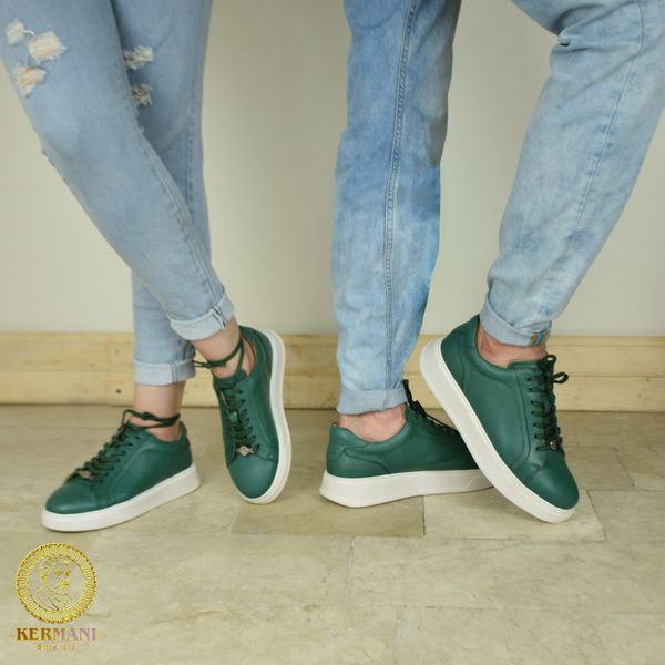 کفش روزمره زنانه کرمانی مدل چرم دستدوز طبیعی کد 510 رنگ سبز