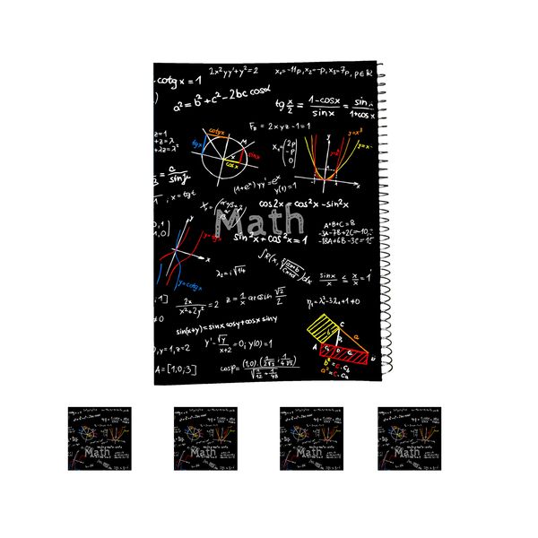 دفتر مشق 100 برگ مدل ریاضی کد math به همراه برچسب - مجموعه 5 عددی