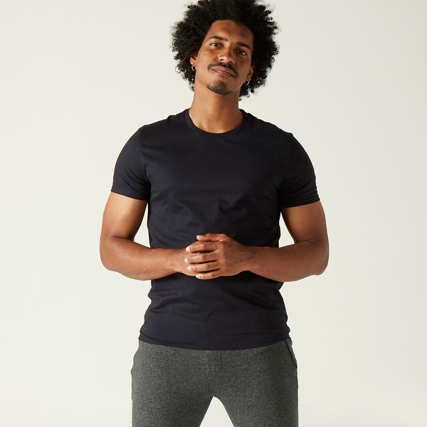 تی شرت ورزشی مردانه دکتلون مدل Fitness 100 رنگ مشکی