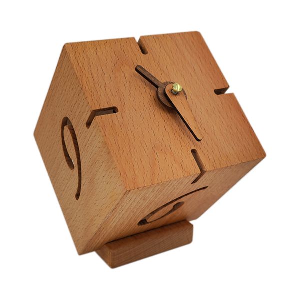 ساعت رومیزی مدل چوبی مکعب کد SM14