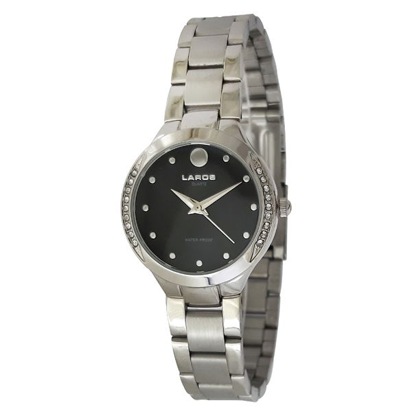 ساعت مچی عقربه ای زنانه لاروس مدل0916-79916 به همراه دستمال مخصوص برند کلین واچ