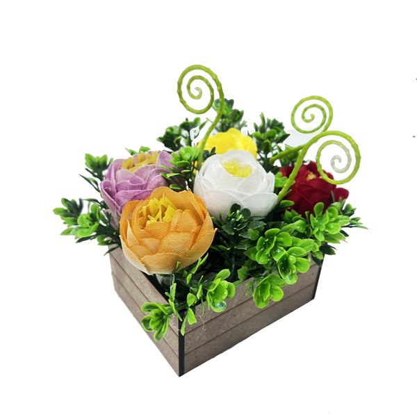 گلدان به همراه گل مصنوعی مدل گیفت فندوقی 