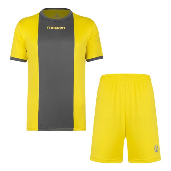 ست تی شرت و شلوارک ورزشی مردانه مکرون مدل مونیخ رنگ زرد